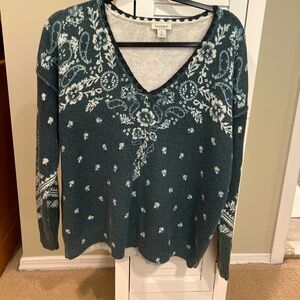 Sundance 100% cotton, green and white sweater size medium